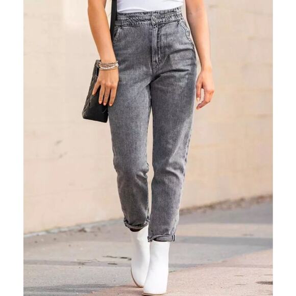 Kancan 90s Slouch Jeans Size 26 Washed Gray Ultra High Rise Waist Cropped Casual - Picture 1 of 9